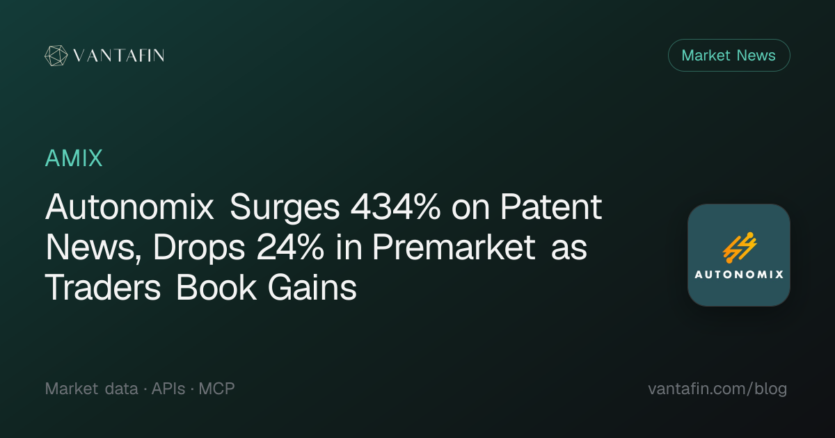 Autonomix Surges 434% on Patent News, Drops 24% in Premarket as Traders Book Gains - AMIX (Market News)