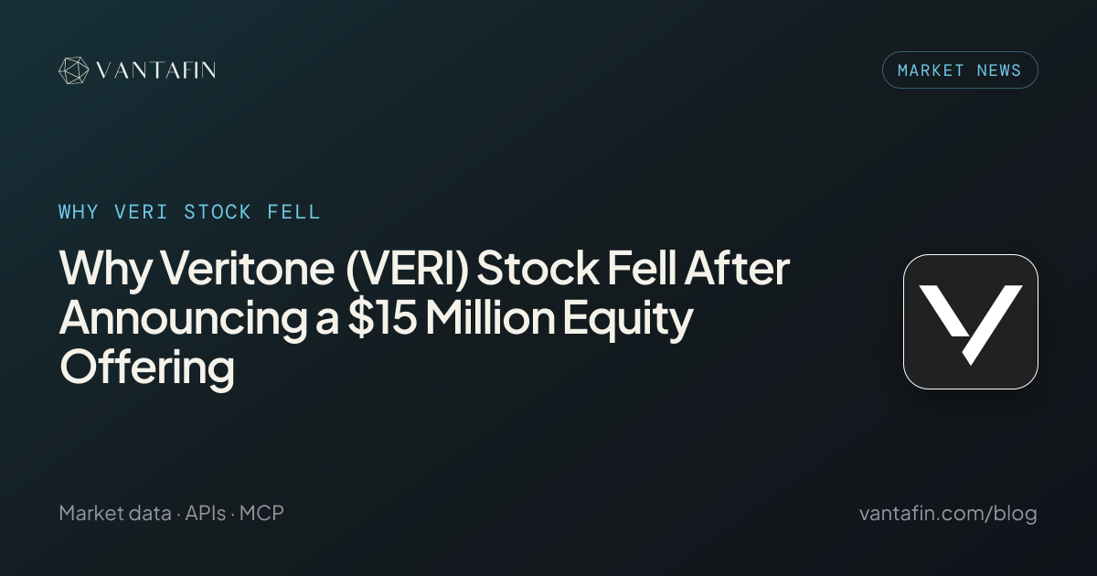 Why Veritone (VERI) Stock Fell After Announcing a $15 Million Equity Offering - WHY VERI STOCK FELL (Market News)