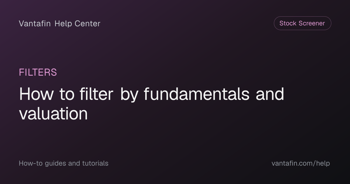 How to filter by fundamentals and valuation - Filters (Vantafin Help Center)